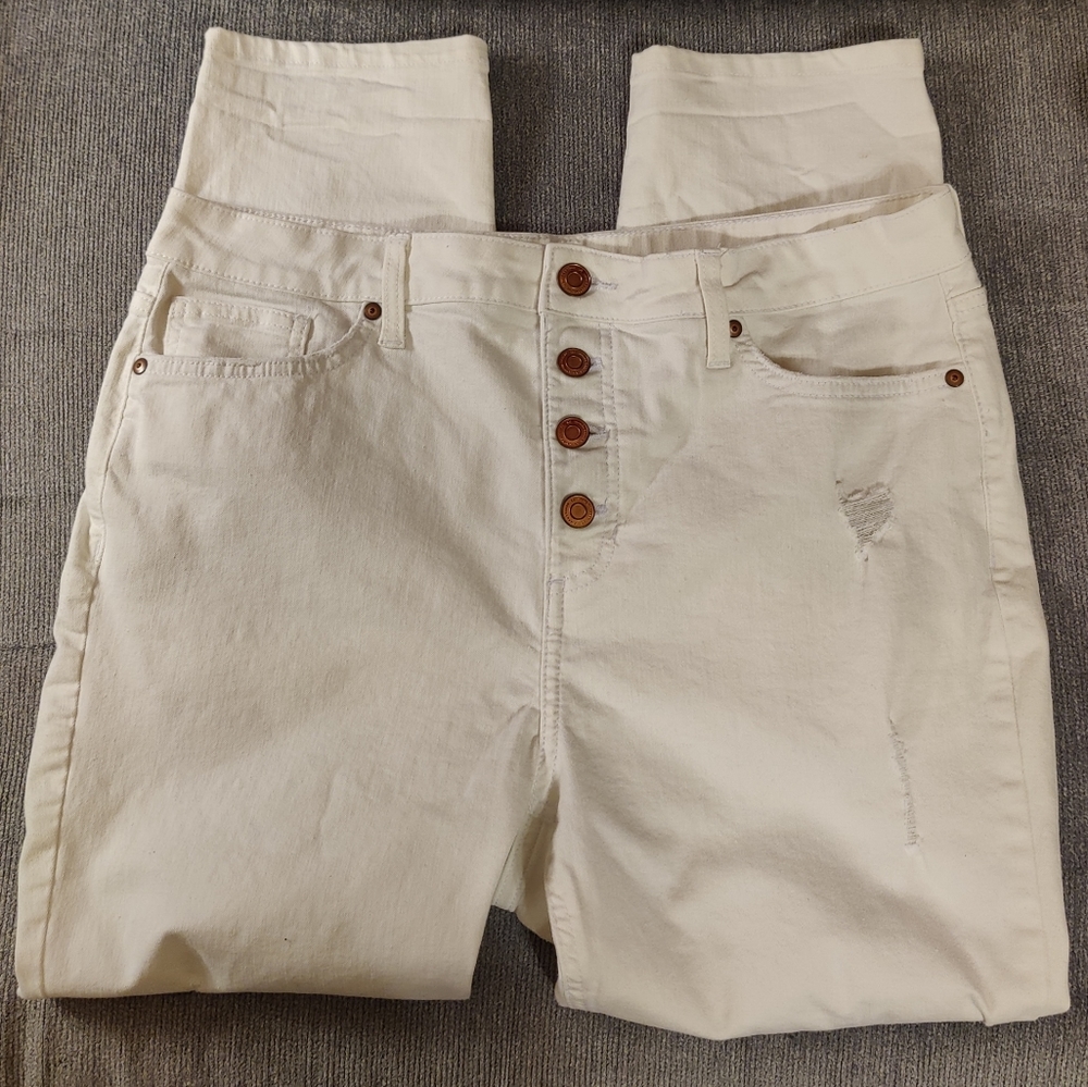 Lauren Conrad Distressed Skinny Ankle Button Fly Jeans